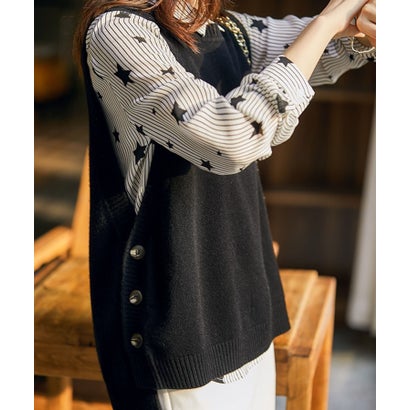 ミージェーン me Jane サイドボタンニットベスト （ブラック）