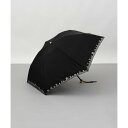 ビューランス Beaurance 刺しゅう縁オーガンジー晴雨兼用(折りたたみ傘) (ブラック)