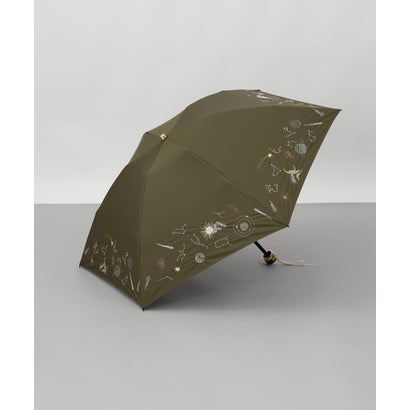 ビューランス Beaurance 刺しゅう晴雨兼用パラソル（折りたたみ傘） （カーキ）