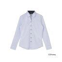 トーキョーシャツ TOKYO SHIRTS 【ディズニー】 スキッパー 長袖 形態安定 レディースニットシャツ ストレッチ (サックス)