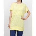 ティゴラ TIGORA レディース フィットネス 半袖Tシャツ フィットネス 背中開きチュニックTシャツ TR-3F2385TS (ペールイエロー)