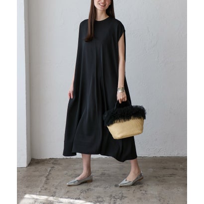 ヴィータフェリーチェ VitaFelice フレンチスリーブマキシワンピース (BLACK)