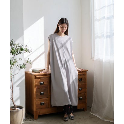 ヴィータフェリーチェ VitaFelice フレンチスリーブマキシワンピース (LIGHTGRAY)
