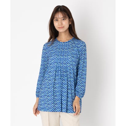 レリアン Leilian プリントチュニックブラウス【ROCHAS Premiere】 （ブルー系）