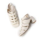 ラウナレア Launa lea 【25SS】6cmヒールリボン風グラディエーターサンダル(0599) (アイボリー)(4)