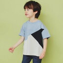 ザ ショップ ティーケー (キッズ) THE SHOP TK(Kids) 【110ー160】斜め切替配色TEE (サックスブルー(590))