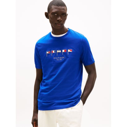 トミー ヒルフィガー TOMMY HILFIGER ヒルフィガーマルチフラッグTシャツ (ブルー)