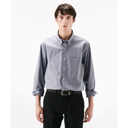トミー ヒルフィガー TOMMY HILFIGER オックスフォードソリッドロングスリーブシャツ （ネイビー）