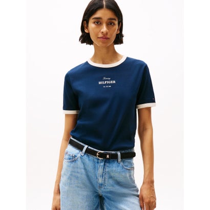 トミー ヒルフィガー TOMMY HILFIGER REG MONOTYPE STRIPE C-NK SS (ブルー)