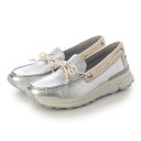 bussolaブソラ本革リボンローファー(シルバー) (Silver&Beige)