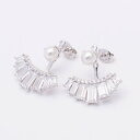 アガタ パリ AGATHA PARIS デリケートピアス、イヤーローブ、パール&CZバゲット、クリスタル/シルバー (Crystal/silver)