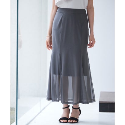 セゾンドパピヨン SAISON DE PAPILLON マーメイドチュールロングスカート （チャコール）