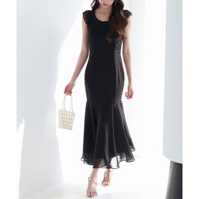 セゾンドパピヨン SAISON DE PAPILLON ドットシフォンロング丈ワンピース （ブラック）のサムネイル