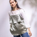 インディヴィ INDIVI 【2点セット/洗える】カセット服 キャミ&ブラウス セットトップス (オリーブグリーン(026))