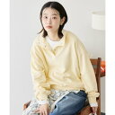アメリカンホリック AMERICAN HOLIC 襟付き刺繍入りミニ裏毛プルオーバー (ライトイエロー)
