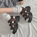 シューズインクローゼット Shoes in Closet -シュークロ- 軽量厚底 高反発クッションソール ベルクロ スポーツサンダル 7485 (ダークブラウン)