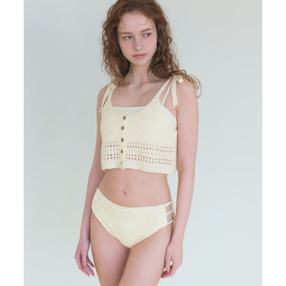 シードレス SEA DRESS ニットキャミソール付異素材ビキニ/セット水着 【返品不可商品】 （オフホワイト）