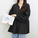アレッタ ヴィータ Aletta vita 杢無地スリットネックペプラムブラウス (ブラック)(4)