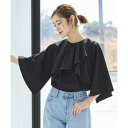 ルイルエブティック RUIRUE BOUTIQUE ドレープタック&ギャザーフリルトップス (ブラック)