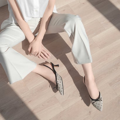 マミアン mamian 4.5cm チュールデザイン バックストラップ パンプス／m45005 （ベージュTU）