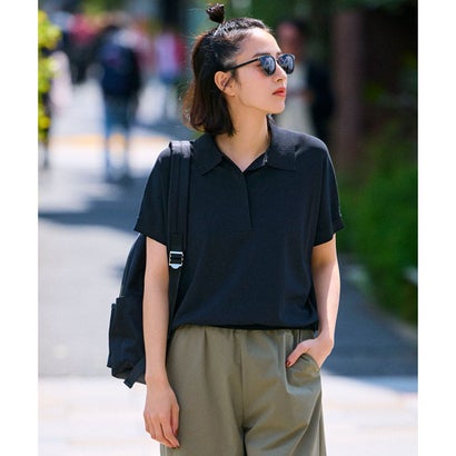 23区 【洗える】レーヨンポリエステルストレッチ フレンチスリーブ ポロニット (ブラック系) 23区 【洗える】レーヨンポリエステルストレッチ フレンチスリーブ ポロニット (ブラック系)