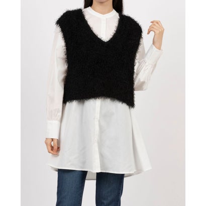 アルシーヴ archives シャギーベスト×シャツチュニックSET （BLK）