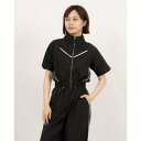アルシーヴ archives メッシュ切替ハーフスリーブブルゾン (BLK)(4)