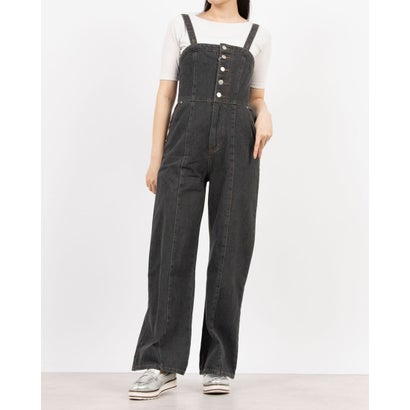 アルシーヴ archives フロントボタンワイドデニムサロペット (GRY)