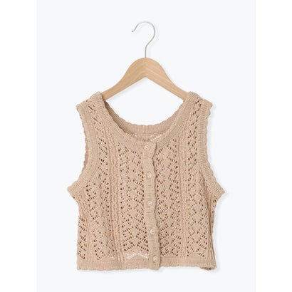 サマンサモスモス ラーゴム Samansa Mos2 Lagom 前後着透かし編みニットベスト （ベージュ）