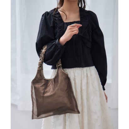 マガジンデモードシュシュ MAGASIN DE MODE Chou Chou ギャザーハンドルチュールトート (ブロンズ) マガジンデモードシュシュ MAGASIN DE MODE Chou Chou ギャザーハンドルチュールトート (ブロンズ)