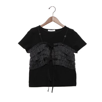 アルシーヴ archives ラメチュールフリルビスチェ×リブTOPSSET （BLK）(4)