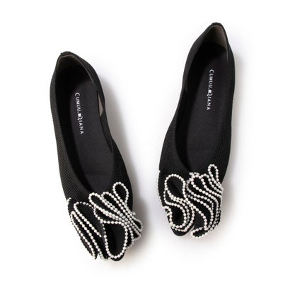 DIANA フラットシューズ 23.0 黒 ダイアナ DIANA フラットパンプス （黒人工エナメル） -靴