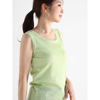 ヴァン Vin チュールトリミングラメタンクトップ （ライトグリーン）