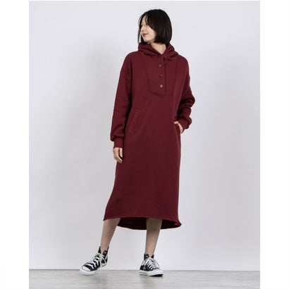 ファイン FINE フーディデザインフォルムワンピース (ダークレッド)