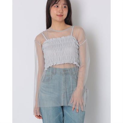ファイン FINE ビスチェ×シアーペプラムトップス (GRAY) ファイン FINE ビスチェ×シアーペプラムトップス (GRAY)