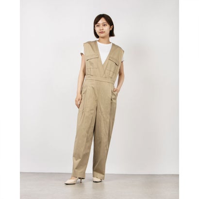 ヒューマンウーマン human woman 綿麻スラブサテンコンビネゾン (ベージュ)