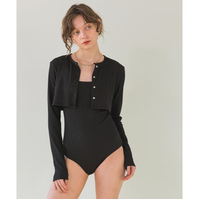 シードレス SEA DRESS 長袖カーディガン付ワンピース/セット水着 【返品不可商品】 (ブラック)