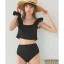 シードレス SEA DRESS シュシュ付レースオフショルダービキニ/セット水着 【返品不可商品】 (ブラック)