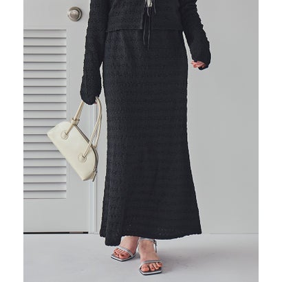 ティティベイト titivate ジャガードセミフレアスカート （ブラック）