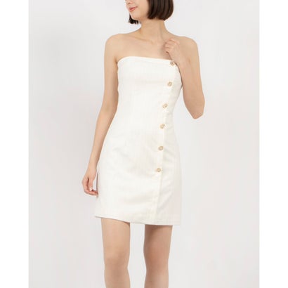 デニーローズ DENNY ROSE ボタンポイントピンストライプベアワンピース （WHITE）