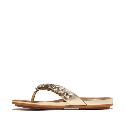 フィットフロップ fitflop fitflop フィットフロップ GRACIE JEWEL-DELUXE METALLIC-LEATHER FLIP-FLOPS （PLATINO）