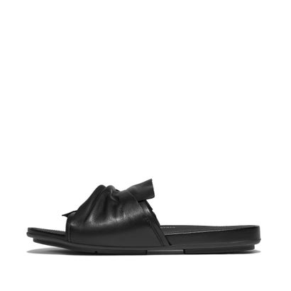 フィットフロップ fitflop fitflop フィットフロップ GRACIE SOFT-TWIST LEATHER SLIDES （All Black）