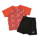 プーマ PUMA ジュニア Tシャツハーフパンツセット TAD ESS ポリ AOP Tシャツ AND ショーツ セット B 687812 (レッド)