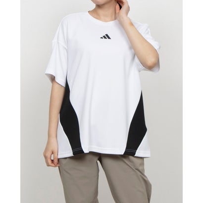 アディダス adidas レディース 半袖機能Tシャツ カラーブロック 半袖Tシャツ JP0007 (ホワイト)