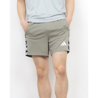 アディダス adidas メンズ ジャージハーフパンツ トレイン エッセンシャルズ カモ スリーストライプスショーツ JI8589 (カーキ)