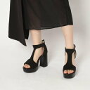 エスペランサ ESPERANZA Tストラップスクエアサンダル (ブラック(119))