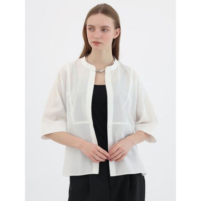 アーガ Aga バンドカラーハーフスリーブシャツ （ホワイト）