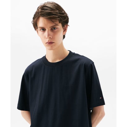 トミー ヒルフィガー TOMMY HILFIGER インターロックエンボスTシャツ (ネイビー)