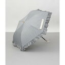 ジル スチュアート JILL STUART JILL STUART(ジル スチュアート)ストライプフリル晴雨兼用パラソル(2段折り傘) (チャコールグレー)
