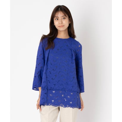 レリアン Leilian レースブラウス （ブルー系）(4)
